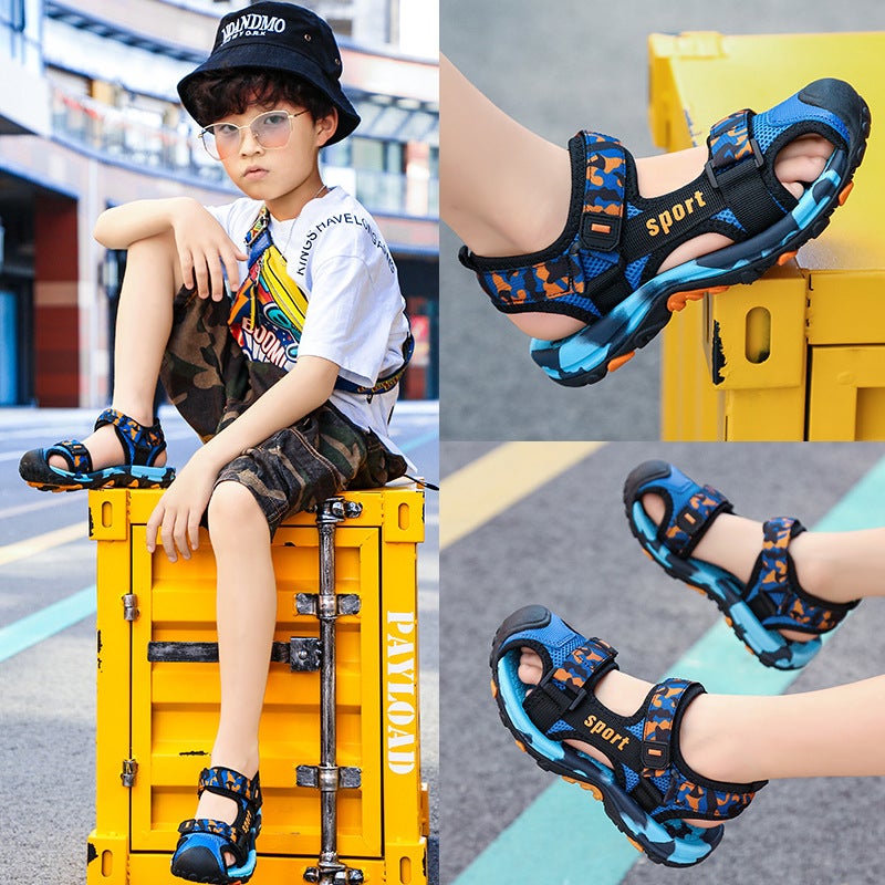028 Children's Sandals Beach Shoes Summer Outdoor Sports Leisure Baotou Camouflage Velcro Large and Medium-sized Children's Shoes for Boys - Image 5