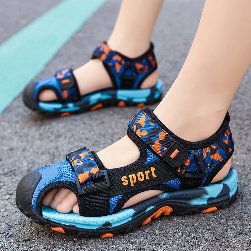 028 Children's Sandals Beach Shoes Summer Outdoor Sports Leisure Baotou Camouflage Velcro Large and Medium-sized Children's Shoes for Boys - Image 4