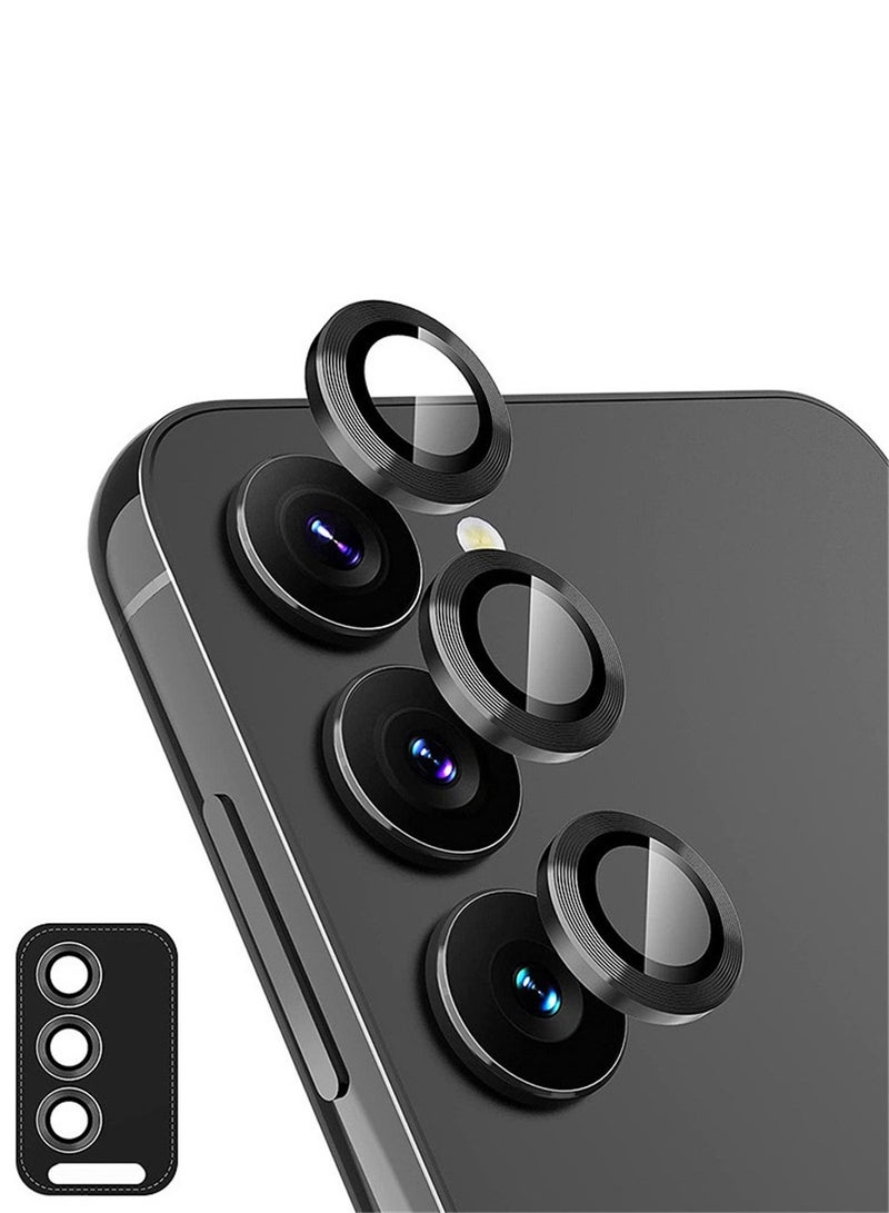 دبليو تيك واقي عدسة كاميرا زجاج مقسى بحلقة معدنية فاخرة لهاتف سامسونج جالاكسي A16 5G 2024 (MLGICR) - شفاف/أسود - Image 1