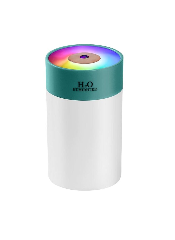 ارواق مرطب مضيء، مرطب مكتبي محمول USB مع أضواء ملونة، مرطب رذاذ بارد لسطح المكتب المنزلي الهادئ، موزع عطور متين للمنزل والمكتب والسيارة (قطعة واحدة، أخضر)  - Image 1