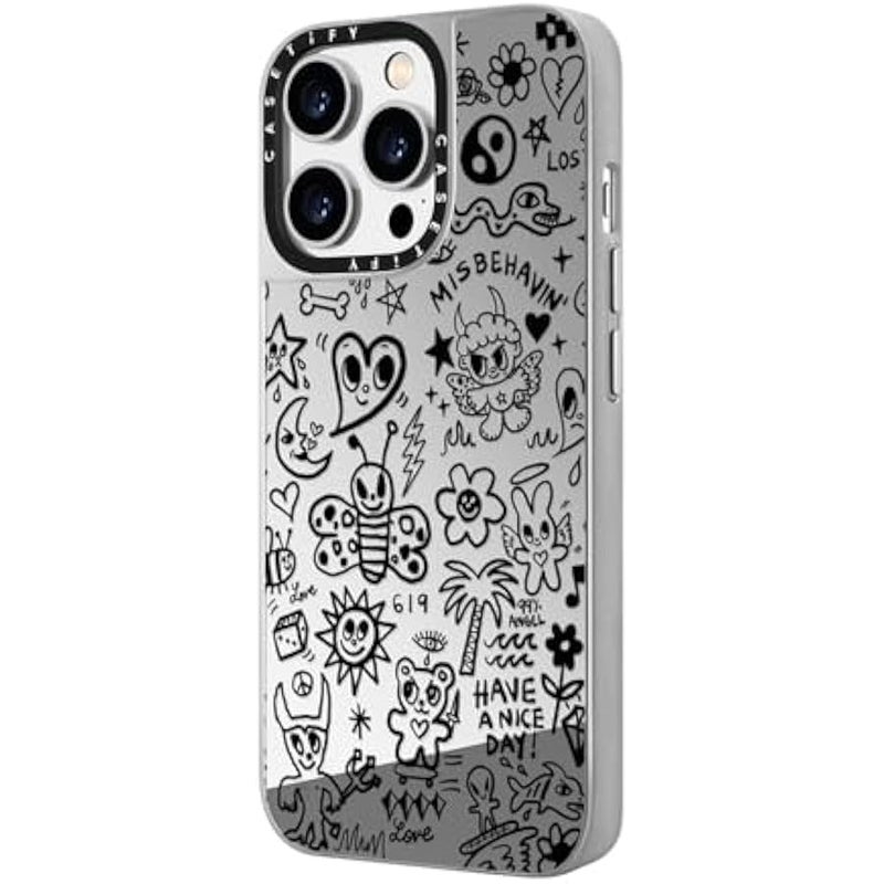 Casetify Mirror Case for iPhone 14 Pro Compatible with Magsafe - MISBEHAVIN' - Silver on Silver - Image 5