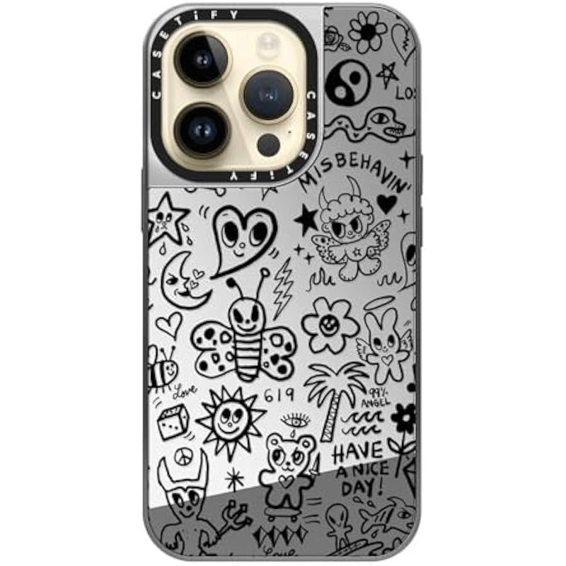 Casetify Mirror Case for iPhone 14 Pro Compatible with Magsafe - MISBEHAVIN' - Silver on Silver - Image 4