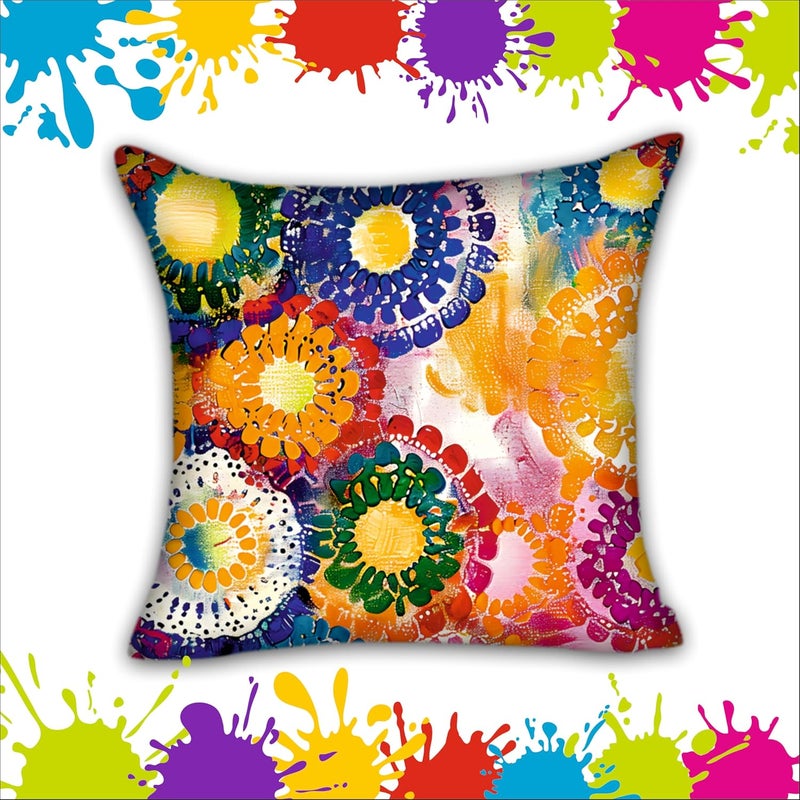 Party Baazaar Party Baazaar Holi Decorative Printed CushionThrowPillow Covers Happy Holi Decoration Items for Home Pack of 5 Multi Color Size 16x16 inches - Image 3