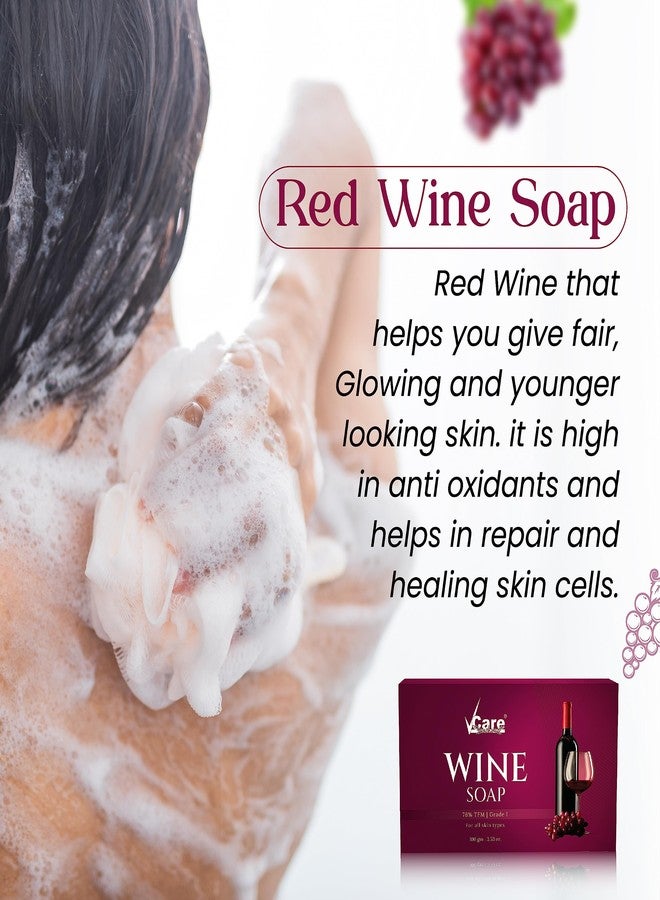 Vcare Red Wine Soap for All Skin Types - Redwine Bathing Bar Deep Cleansing, Exfoliating & Moisturizing Bathing Soaps Combo Pack - 100g (Pack of 6) - Image 4