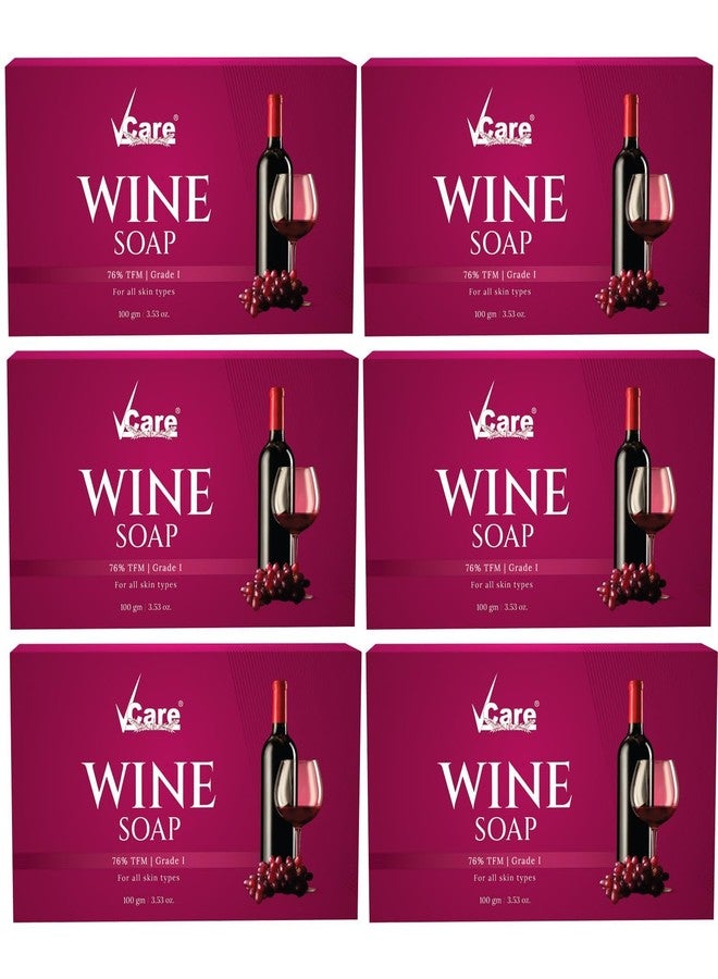 Vcare Red Wine Soap for All Skin Types - Redwine Bathing Bar Deep Cleansing, Exfoliating & Moisturizing Bathing Soaps Combo Pack - 100g (Pack of 6) - Image 1
