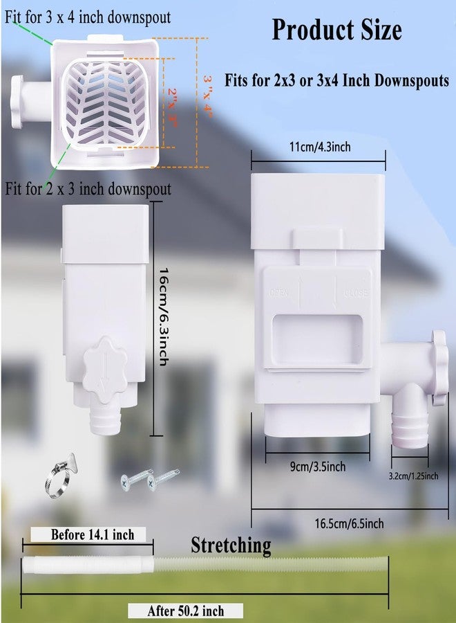 MISDENK Rain Barrel Diverter Kit, Downspout Diverter Fits for 2x3 or 3x4 Inch Gutter Downspouts, Rainwater Collection System with Adjustable Valve and Filter - White - Image 5
