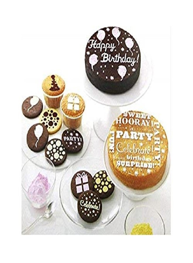 CONNECTWIDE Plastic Cake Baking Stencils Tool Kit, Set of 8, Transparent - Image 1