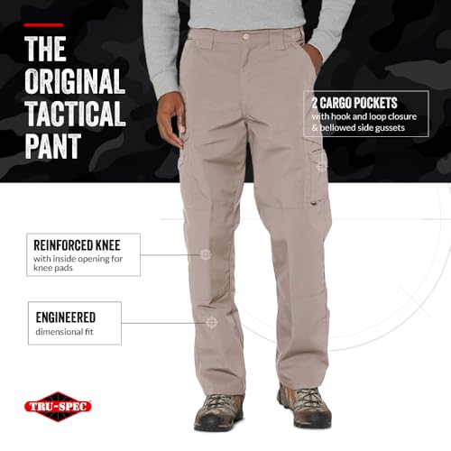 Tru-Spec 24-7 Original Tactical Pants for Men - Durable, Water-Resistant Cargo Work Pants with Concealed Carry and Knee Pad Openings, Coyote - 36W x 34L - Image 3