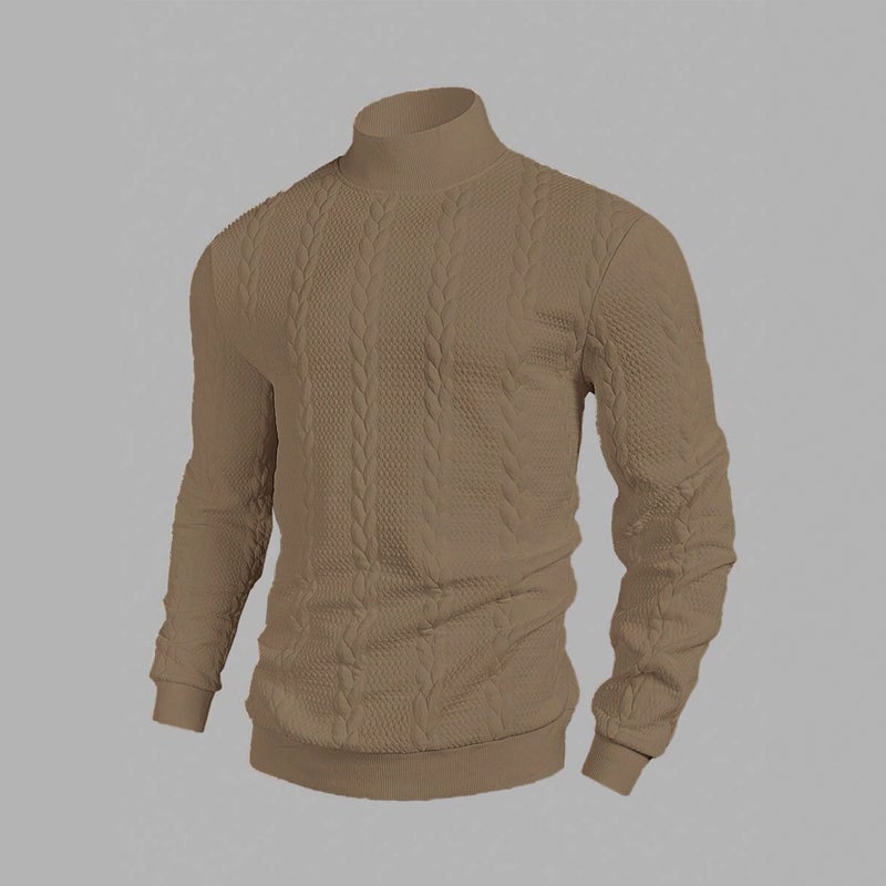 Men's Striped High Neck Pullover Sweatshirt - Image 4
