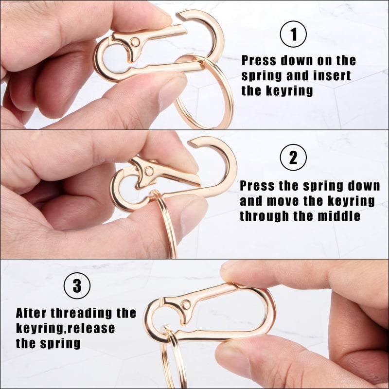 Wikavanli Metal Keychains Keyring Key Chain Ring Clip Holder Organizer for Home Car Keys Key Finder Women Men (2, Gold Black) - Image 3