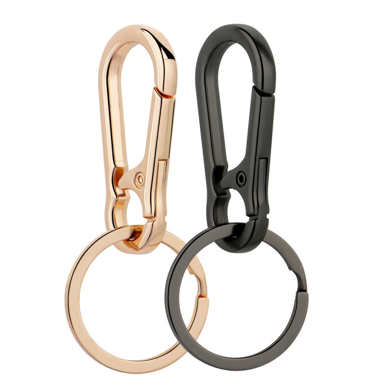 Wikavanli Metal Keychains Keyring Key Chain Ring Clip Holder Organizer for Home Car Keys Key Finder Women Men (2, Gold Black) - Image 1