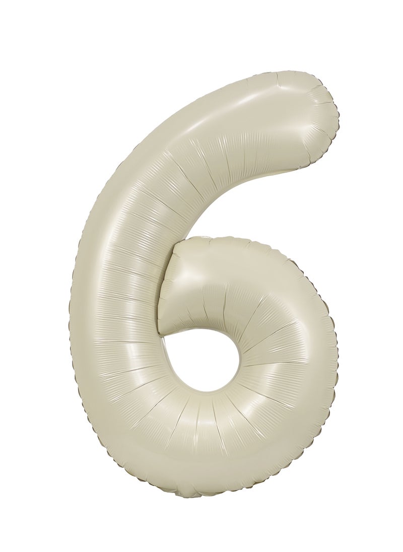 Party Zone Cream Foil Balloon Number 6 34" 