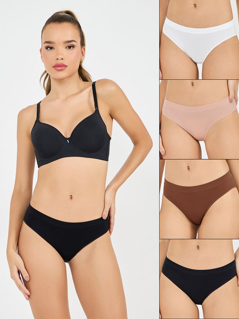 ستايلي مجموعة من 4 سراويل داخلية سادة بلا درزات - Image 1