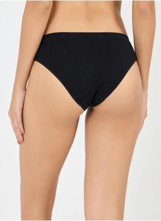 Styli Pack of 4 - Solid Ribbed Seamless High Leg Brief