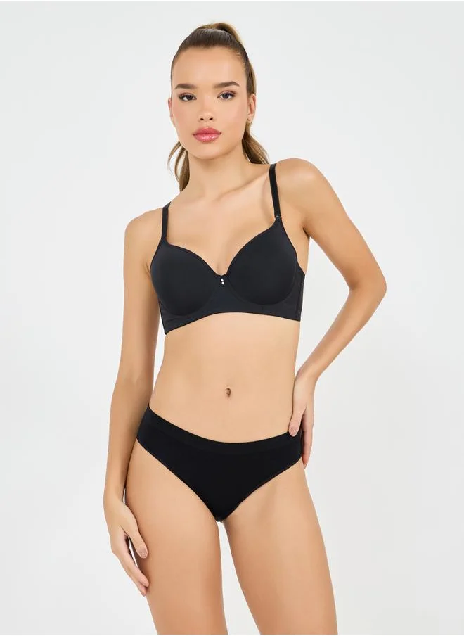Styli Pack of 4 - Solid Ribbed Seamless High Leg Brief