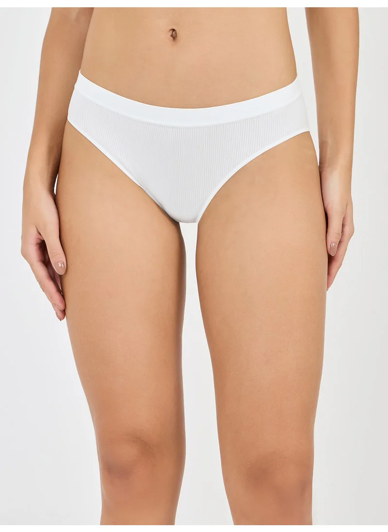 Styli Pack of 4 - Solid Ribbed Seamless High Leg Brief
