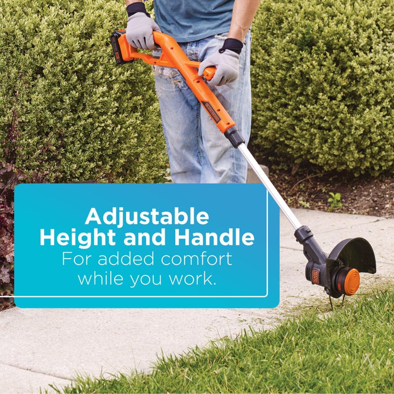 BLACK+DECKER 20V MAX String Trimmer Edger Cordless, 10-Inch Electric Weed Wacker with Automatic Feed Spool Kit (LST201) - Image 5