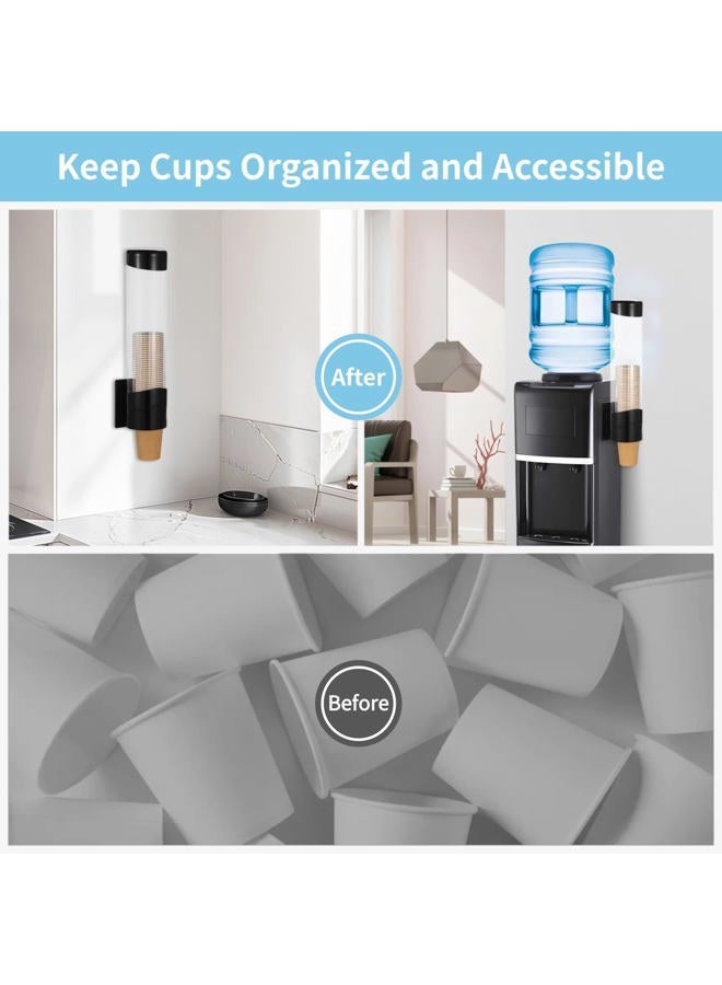 TIMCORR Disposable Paper Cup Dispenser, Wall-Mounted Cup Organizer for Water Coolers, Pull-Type Paper Cup Holder with Adhesive and Screws, Compatible with 7oz-12oz Cups - Image 2