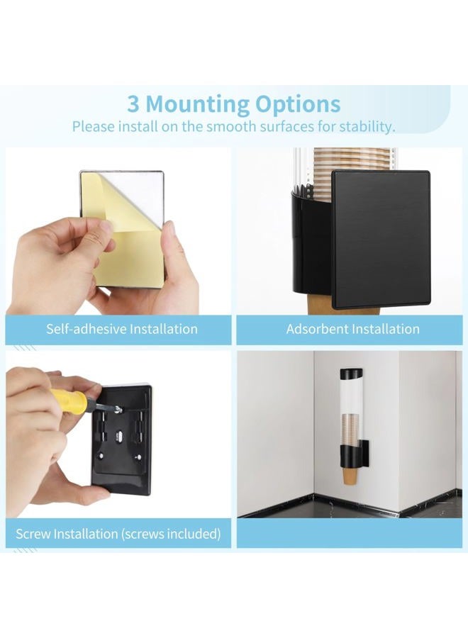 TIMCORR Disposable Paper Cup Dispenser, Wall-Mounted Cup Organizer for Water Coolers, Pull-Type Paper Cup Holder with Adhesive and Screws, Compatible with 7oz-12oz Cups - Image 3