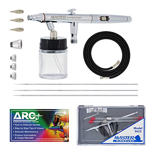 Master Airbrush S622-SET Master S62 All-Purpose Precision Dual-Action Siphon Feed Airbrush Pro Set with 3 Nozzle Sets - Image 1