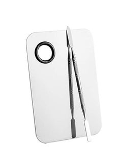Sinen Sinen Professional Stainless Steel Makeup Palette Cosmetic Palette with Spatula Tool For Nail Art Eye Shadow Eyelash Makeup Professional Pigment Blending6 x 4 Inch Sliver 