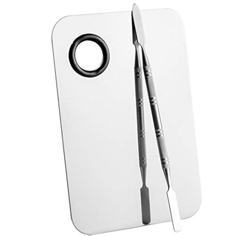 Sinen Professional Stainless Steel Makeup Palette Cosmetic Palette with Spatula Tool For Nail Art Eye Shadow Eyelash Makeup Professional Pigment Blending6 x 4 Inch Sliver