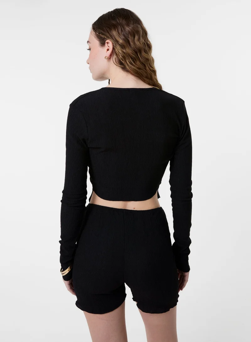 Pink Vanilla Low Rise Textured Gold Ring Mini Shorts