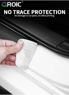 GROIC 5PCS Car Carbon Fiber Door Sill Protector Rear Bumper Protector Guard, Universal Black Rubber Scratch Resistant Umbrella Pattern, Door Sill Protector Accessories Trim Cover for SUV/Car  - Image 4