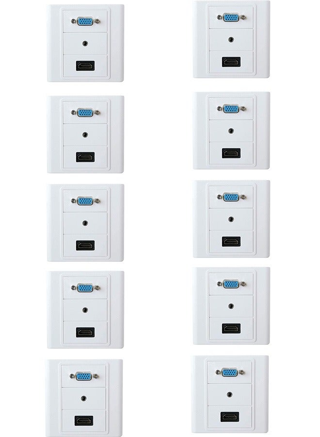 Taimi Pack Of 10 ELECTRO HDMI/VGA/AUX Multimedia Modular Wall Socket Face Plate Socket Plug Jack Cable or Adapter for Home/Office. (HDMI/VGA/AUX)  - Image 1
