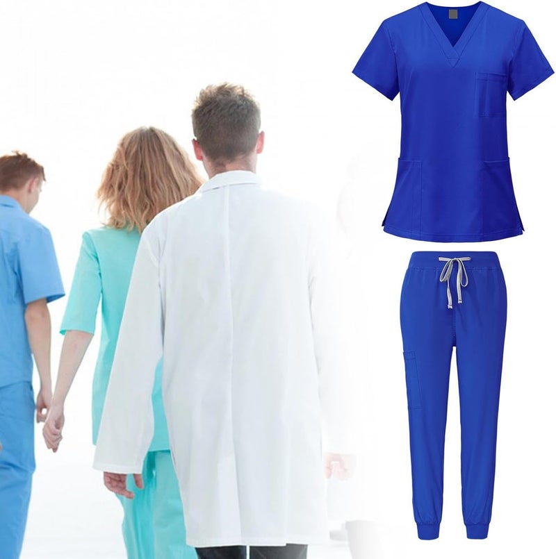 Nursing Scrubs Set Built with V Neckline Pocket Uniform Pants Machine Washable Daily Workwear Lightweight Flexible Material Suitable for, Royal Blue, M - Image 5