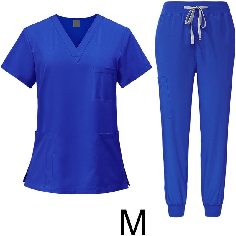 Nursing Scrubs Set Built with V Neckline Pocket Uniform Pants Machine Washable Daily Workwear Lightweight Flexible Material Suitable for, Royal Blue, M - Image 4