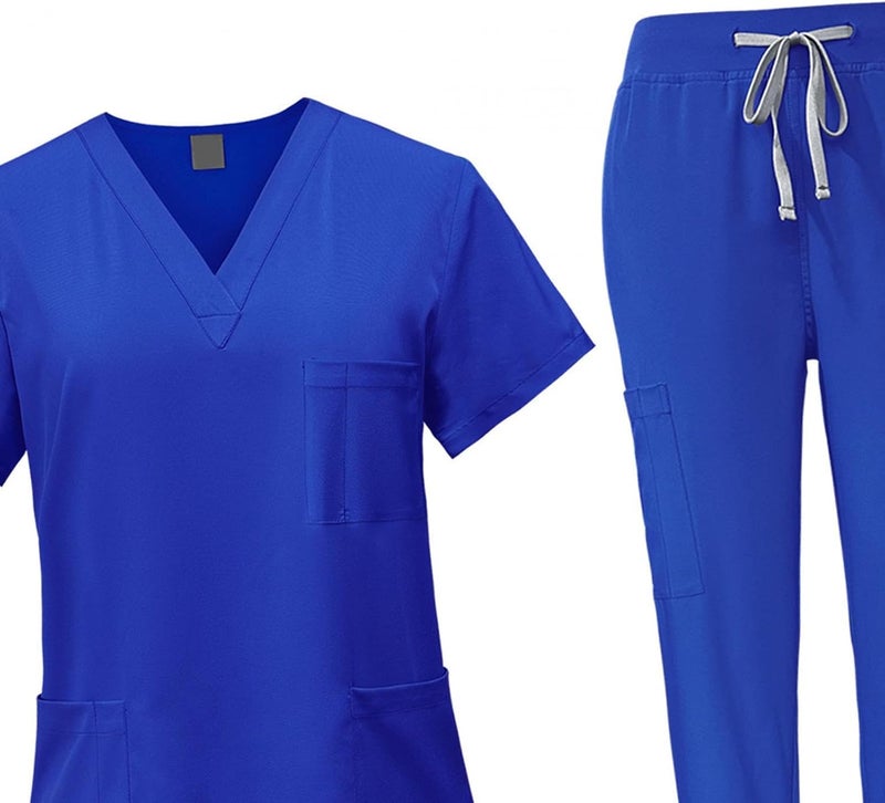 Nursing Scrubs Set Built with V Neckline Pocket Uniform Pants Machine Washable Daily Workwear Lightweight Flexible Material Suitable for, Royal Blue, M - Image 3