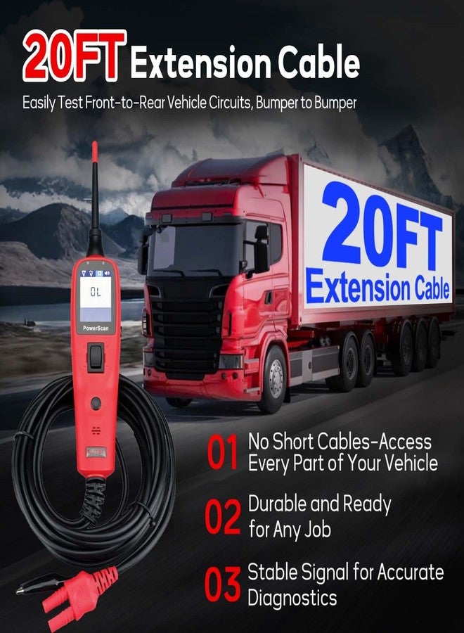 أوتل جهاز اختبار دوائر السيارات Autel PowerScan PS100، طقم فحص دوائر الطاقة، كاشف قاطع الدائرة، جهاز اختبار مرحل 12 فولت 24 فولت، كابل تمديد 20 قدمًا، مقياس AVO، مصباح اختبار، فاحص استمرارية، مناسب لـ 99% من السيارات - Image 5