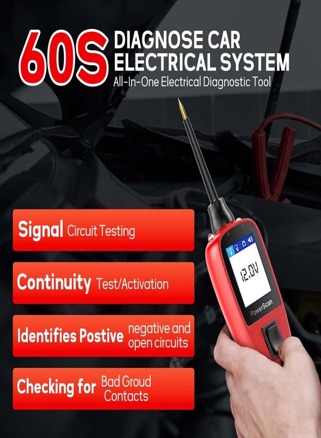 أوتل جهاز اختبار دوائر السيارات Autel PowerScan PS100، طقم فحص دوائر الطاقة، كاشف قاطع الدائرة، جهاز اختبار مرحل 12 فولت 24 فولت، كابل تمديد 20 قدمًا، مقياس AVO، مصباح اختبار، فاحص استمرارية، مناسب لـ 99% من السيارات - Image 3