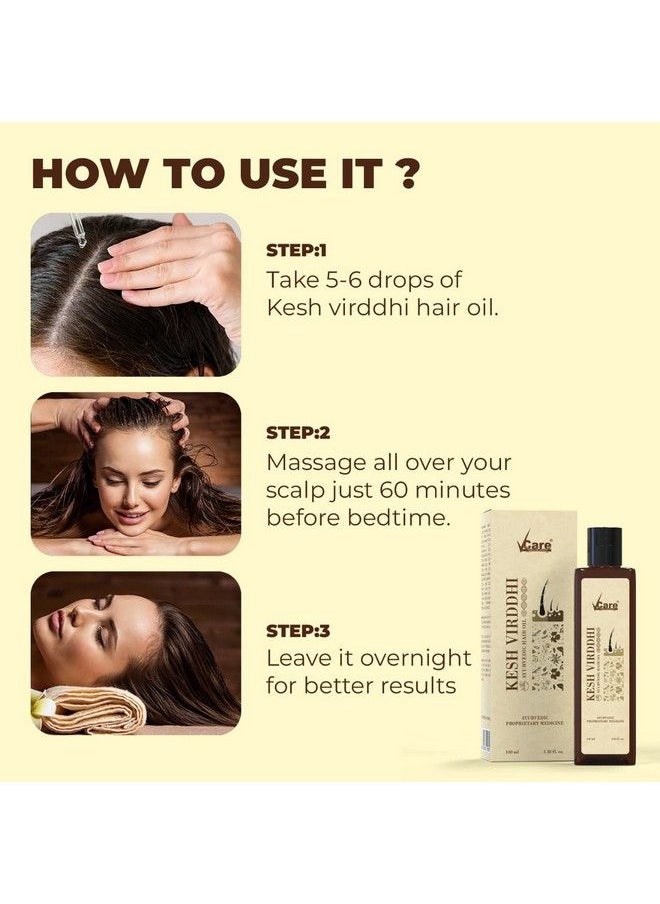 VCare 24 In 1 Kesh Virddhi Ayurvedic Medicinal Hair Oil For Hair Growth Mens And Womens Hair Fall Control With Hibiscus Coconut Oil And Bringraj 24 Natural Oils 100Ml  - Image 4