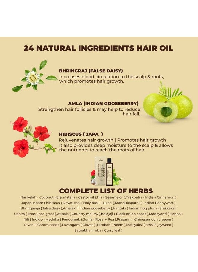 VCare 24 In 1 Kesh Virddhi Ayurvedic Medicinal Hair Oil For Hair Growth Mens And Womens Hair Fall Control With Hibiscus Coconut Oil And Bringraj 24 Natural Oils 100Ml  - Image 3