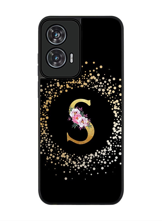 Stylizedd For Motorola Edge 50 Fusion 5G Case,Slim fit Camera Protection, Shockproof Thin Phone cover  - Custom Monogram Floral - S ( Black ) - Image 1