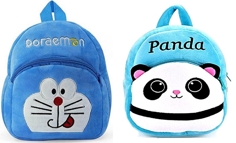 Black Hill Kids School Bag Soft Plush Backpack Cartoon Bags Mini Travel Bag for for Girls Boys Toddler Baby Doraemon & Blue Panda - Image 5