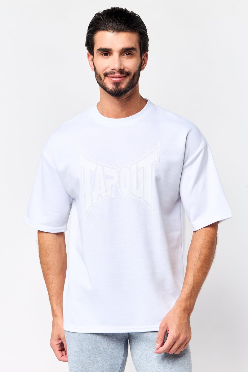 TapouT Men Sportswear Fit Short Sleeve Outdoor T-Shirt, White - Image 1