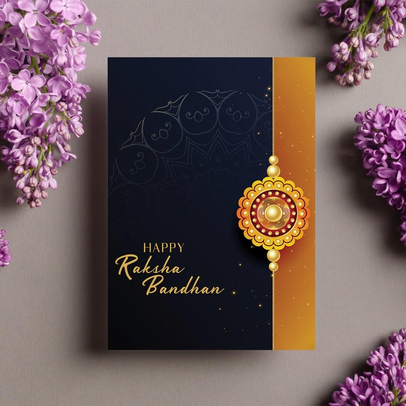 Oblivion Bottle with Rakhi Set for Brother – Ganu Ji Design Rakhi for Kids with Colorful Beads & Stainless Steel Water Bottle – Silver Color Pooja Coin & Greeting Card, Raksha Bandhan Combo for Bhai - Image 4