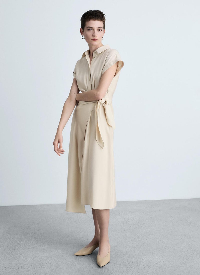 MANGO Belted Shirt Midi Dress  - Image 4