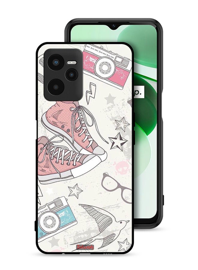 Tolwak Realme C35 Protective Case Cover Canva Shoes And Camera Art - Image 1