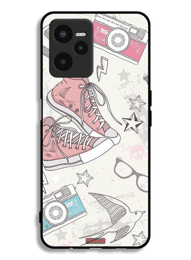 Tolwak Realme C35 Protective Case Cover Canva Shoes And Camera Art - Image 2