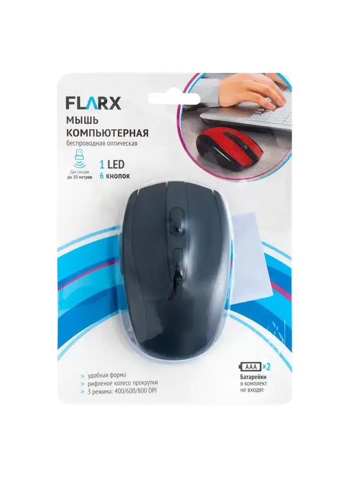 FLARX Wireless Optical Mouse – 6 Buttons, 3 DPI Modes, Ergonomic Design