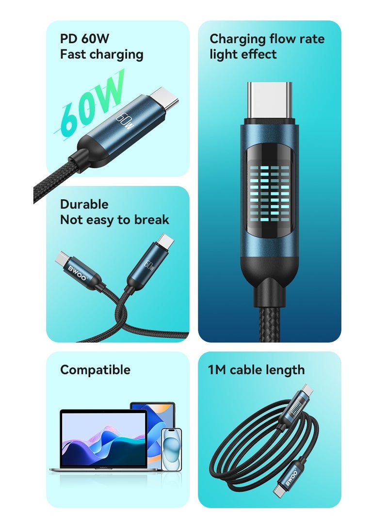BWOO Type-C To Type-C Fast Charging Data Cable Black - Image 5