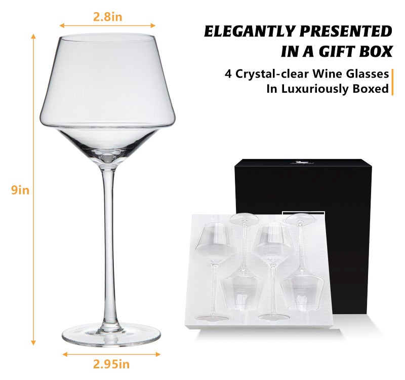 Swanfort Red Wine Glasses Set of 4, 15oz Elegant Long Stem Wine Glasses in Gift Box, Premium Glassware for Wedding, Anniversary, Birthday Gifts - Image 3