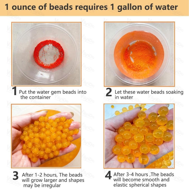 VikriDa خرطوشة إعادة تعبئة جيل بلاستر - 20,000 طلقة من كرات الماء غير السامة بحجم 7-8 مم لبنادق الجيل - آمنة للبالغين 15+ - برتقالي - عبوة من 2 - مثالية أيضًا كزينة منزلية في مزهرية - Image 3