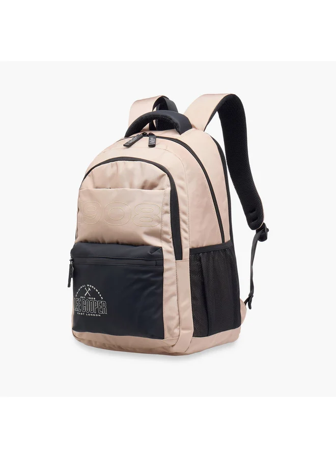 Lee Cooper Boys Logo Print Backpack with Adjustable Straps and Zip Closure - 18x33x47 cm