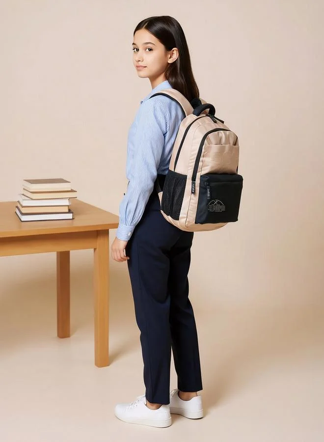 Lee Cooper Logo Print School Backpack With Adjustable Straps And Zip Closure - 18X33X47 Cm
