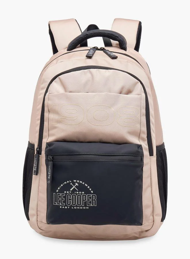 Lee Cooper Logo Print School Backpack With Adjustable Straps And Zip Closure - 18X33X47 Cm